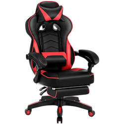 Woltu - Poltrona Sedia Gaming ufficio pu reclinabile con poggiapiedi Collo Cuscino Rosso