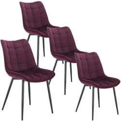 4x Sedia da Pranzo Retro Velluto Senza Braccioli Salotto Imbottite Cucina Bordeaux - Woltu