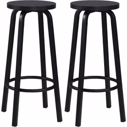 Set di 2 sgabelli da bar rotondi: La seduta in legno e la struttura in metallo si combinano perfettamente creando uno stile i ...