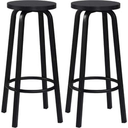 Set di 2 sgabelli da bar-bistrot - Seduta in mdf - Struttura in metallo - Sgabello da cucina - 30 x 30 x 72 cm - Nero - Woltu
