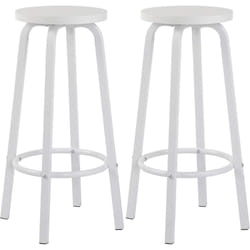 WOLTU Set di 2 sgabelli da bar-bistrot - Seduta in MDF - Struttura in metallo - Sgabello da cucina - 30 x 30 x 72 cm - Bianco