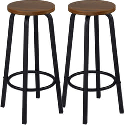 Set di 2 sgabelli da bar bistrot - Seduta in mdf - Struttura in metallo - Sgabello da cucina - 30 x 30 x 72 cm - Faggio scuro - Woltu