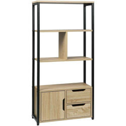 Libreria in Legno e Metallo Scaffale per Libri Portaoggetti Moderno Legno - Woltu