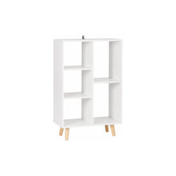 Libreria Scaffale Legno Bianco Armadietto Multiuso per Soggiorno Ufficio - Woltu