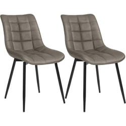 Set di 2 sedie da pranzo in similpelle, sedie da cucina, gambe in metallo, grigio scuro - Woltu