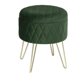 Pouf Poggiapiedi Rimovibile Sgabello Stoccaggio Contenitore Velluto Verde Scuro - Woltu
