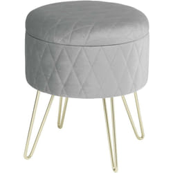 Pouf Poggiapiedi Rimovibile Sgabello Stoccaggio Contenitore Velluto Grigio Chiaro - Woltu