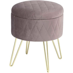Pouf Poggiapiedi Rimovibile Sgabello Stoccaggio Contenitore Velluto Rosa - Woltu