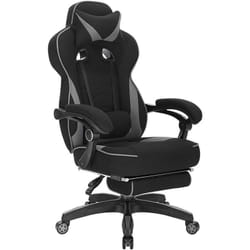 Woltu - Sedia Gaming Gioco Poltrona da Ufficio Girevole Ergonomica con Poggiatesta Grigio