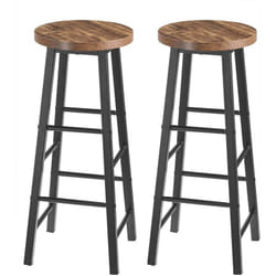 2 Sgabelli Legno da Bar Coppia Sedie Cucina Alta Gambe in Metallo Vintage Legno Vintage+nero - Woltu