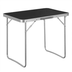 Tavolo Campeggio Pieghevole Tavolo da Balcone e Alluminio con Maniglia Nero - Woltu