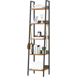 Scaffale a Scala da Parete Libreria a 5 Ripiani Porta Piante Portaoggetti Nero - Woltu
