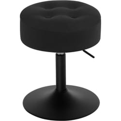 1x Sgabello rotondo altezza regolabile sedia da bar con Vano Portaoggetti Nero - Woltu