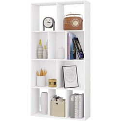 Woltu - Scaffale da Soggiorno a 4 Ripiani. Libreria in Legno Salvaspazio con 10 Cubi Portaoggetti. Mobile Multiuso Moderno Bianco. per Studio. Camera