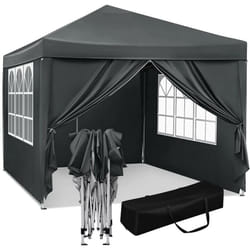 WOLTU Gazebo da Giardino Richiudibile 3x3m Gazebo da Esterno in Ferro Regolabile in Altezza Tendone Pieghevole con Telo Impermeabile. Protezione