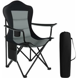 WOLTU Sedia da Campeggio. Sedia Pieghevole Portatile. Sedia da Pesca in Oxford. Sedia da Spiaggia con Portabicchieri. Borsa da trasporto. Nero+Grigio