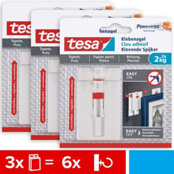 Tesa - 77777 Chiodi Adesivi Regolabili per Carta da Parati e Intonaco, Bianco, 6x 2,0kg
