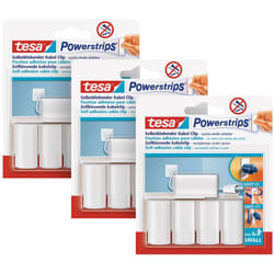 Tesa - Powerstrips - Fermacavi autoadesivo, per il fissaggio dei cavi, rimovibile e riutilizzabile, 3 x 5 pezzi, colore: Bianco