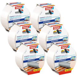 Tesa - Nastro biadesivo rimovibile senza residui, 6 rotoli da 10 m x 50 mm