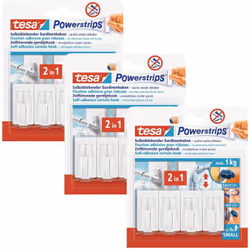 Tesa Powerstrips - Supporto per tende Vario, 3 x 4 pezzi. I ganci per tende Tesa Powerstrips Vario sono la soluzione ideale p ...