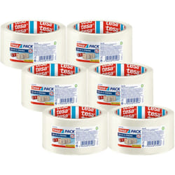 Tesa - Confezione da 6 pezzi Solid & Strong – Nastro avvolgente silenzioso – Nastro per la chiusura sicura dei pacchi – 6 rotoli da 66 m x 50 mm –