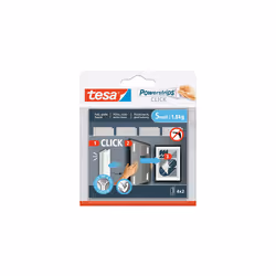 TESA Powerstrips CLICK S, Cuscinetto di montaggio, Bianco, Interno, 1,8 kg, 20 mm, 60 mm