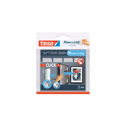 TESA Powerstrips CLICK M, Cuscinetto di montaggio, Bianco, Interno, 5,4 kg, 20 mm, 80 mm