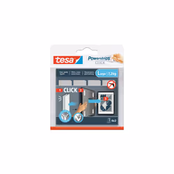 TESA Powerstrips CLICK L, Cuscinetto di montaggio, Bianco, Interno, 7,2 kg, 20 mm, 85 mm