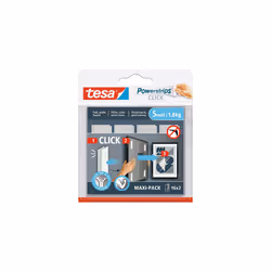 TESA Powerstrips CLICK S, Cuscinetto di montaggio, Bianco, Interno, 1,8 kg, 20 mm, 60 mm