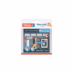 TESA Powerstrips CLICK M, Cuscinetto di montaggio, Bianco, Interno, 5,4 kg, 20 mm, 80 mm