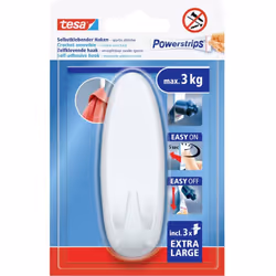 TESA 59025-00000-00, Interno, Gancio da parete, Bianco, Polistirolo, Striscia adesiva, 3 kg