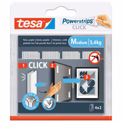 TESA Powerstrips Click, Cuscinetto di montaggio, Bianco, Interno, 5,4 kg