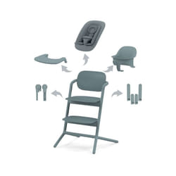 Cybex Gold Seggiolone Lemo 4in1 con Sdraietta, Vassoio e Baby Set inclusi - Stone Blue