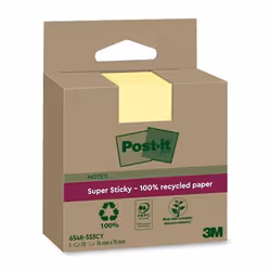 Post-It 7100285104, Quadrato, Giallo, Carta, 100%, 76 mm, 76 mm