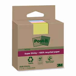 Post-It 7100284982, Quadrato, Blu, Verde, Rosa, Carta, 100%, 76 mm, 76 mm