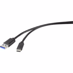 Renkforce RF-4535908, 3 m, USB A, USB C, USB 3.2 Gen 1 (3.1 Gen 1), 5 Gbit/s, Nero