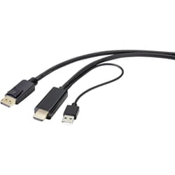 Renkforce RF-4600632 cavo e adattatore video 2 m HDMI tipo A (Standard) DisplayPort + USB Type-A Nero