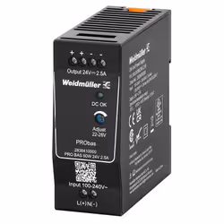 Weidmüller PRO BAS 60W 24V 2.5A, 230 V, 45 - 65 Hz, 40 A, Nero, status, -40 - 85 °C
