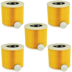 Set da 5x filtro a pieghe piatte compatibile con Kärcher se 4001 lava&aspira, se 4001 aspiratore umido/secco - Cartuccia filtrante, giallo - Vhbw