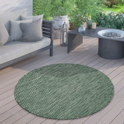 Paco Home - Tappeto Esterni Rotondo Resistente Balcone Terrazza Cucina Motivo Monocolore Verde, 80 cm tondo