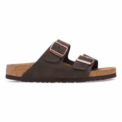 Sandalo Arizona da uomo Birkenstock in pelle scamosciata marrone con suola anatomica in sughero.