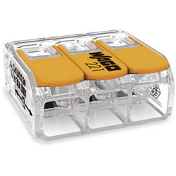 Wago - 221-613 221 Morsetto flessibile: 0.5-6 mm² rigido: 0.5-6 mm² Numero Poli (num): 3 8 pz. Trasparente, Arancione