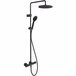 Set doccia contiene miscelatore termostatico a parete colore: nero opaco funzione ecologica MinusFlow risparmio idrico cartuc ...