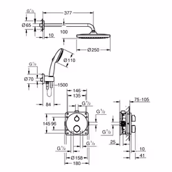 GROHE Precision Thermostatique sistema di doccia Nero - Vista aggiuntiva 4