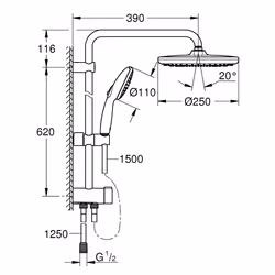 GROHE Vitalio Start System 250 sistema di doccia Nero - Vista aggiuntiva 5