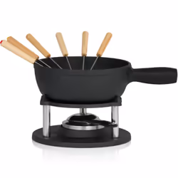 BBQ-Toro Set per fonduta in ghisa da 9 pezzi per 6 persone, 2 litri, set per fondue con bruciatore e forchette Il set per fon ...