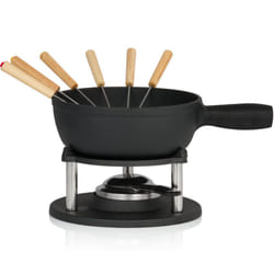 Set per fonduta in ghisa da 9 pezzi per 6 persone, 2 litri, set per fondue con bruciatore e forchette - Bbq-toro