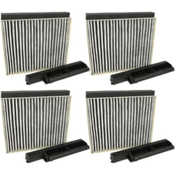 4x filtro a carboni attivi compatibile con Bosch DWB66BC50, DWB66BC50/01, DWB64BC50/01, DWB64BC50B/01 cappe aspiranti + telaio di supporto - Vhbw
