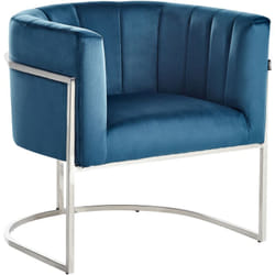 Beliani - Poltrona in velluto blu con struttura in metallo Larvik