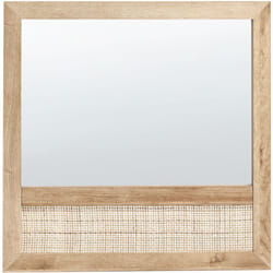Beliani - Specchio moderno quadrato decorativo da parete 60 x 60 cm Cornice in truciolato con legno chiaro di rattan Rosell